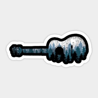 Landscape Acoustic Guitar Forest Trees Musician Guitarist Sticker